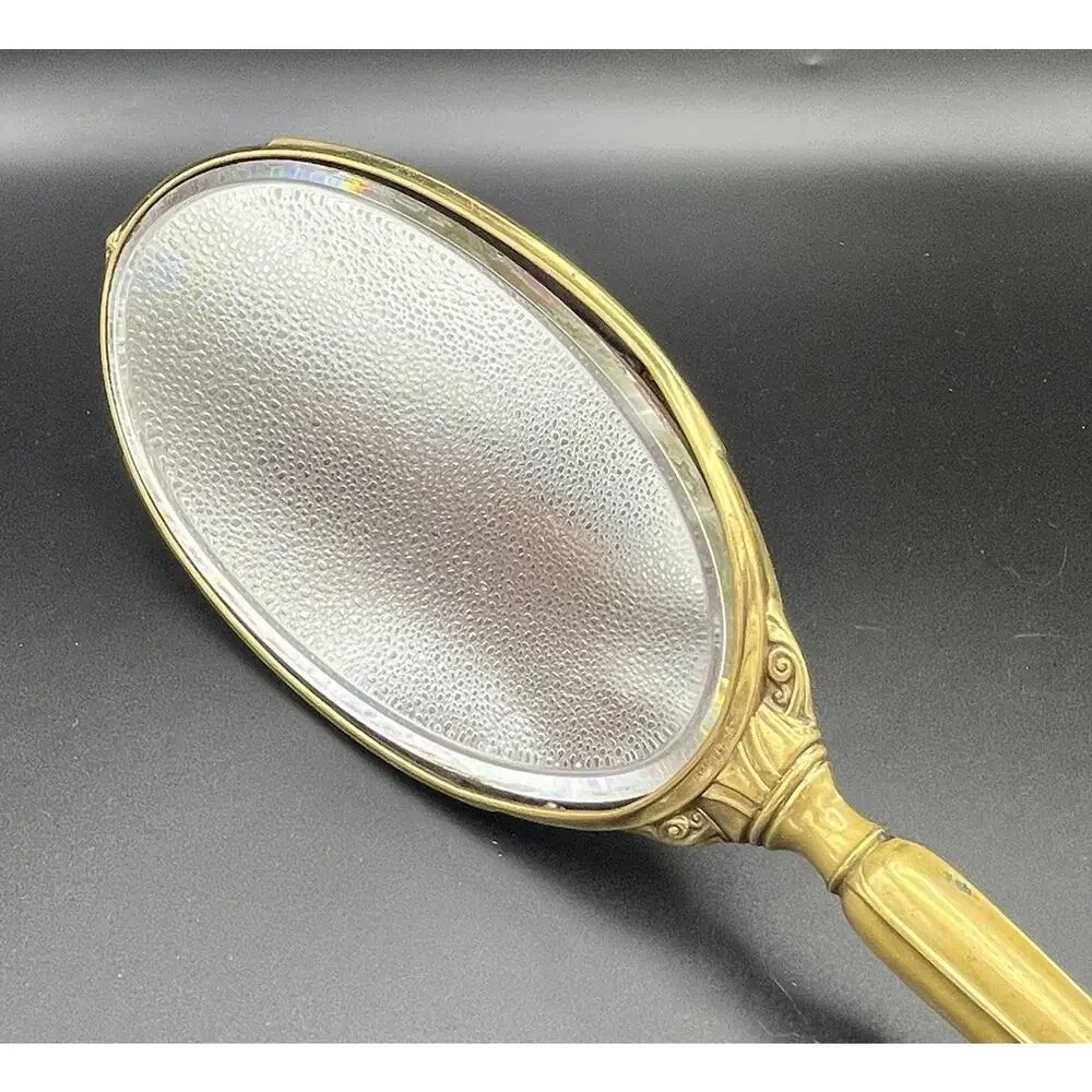 Vintage 1930s George Webster Co MIR-A-GOLD 24K Gold Plated Hand Vanity Mirror